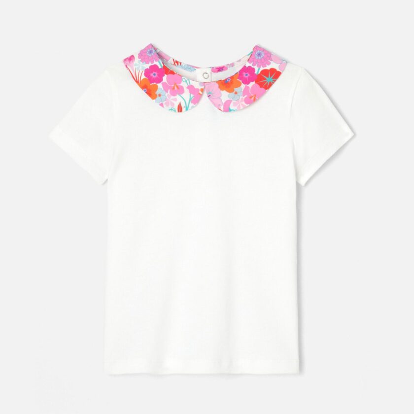 Girl T-shirt with Liberty fabric collar