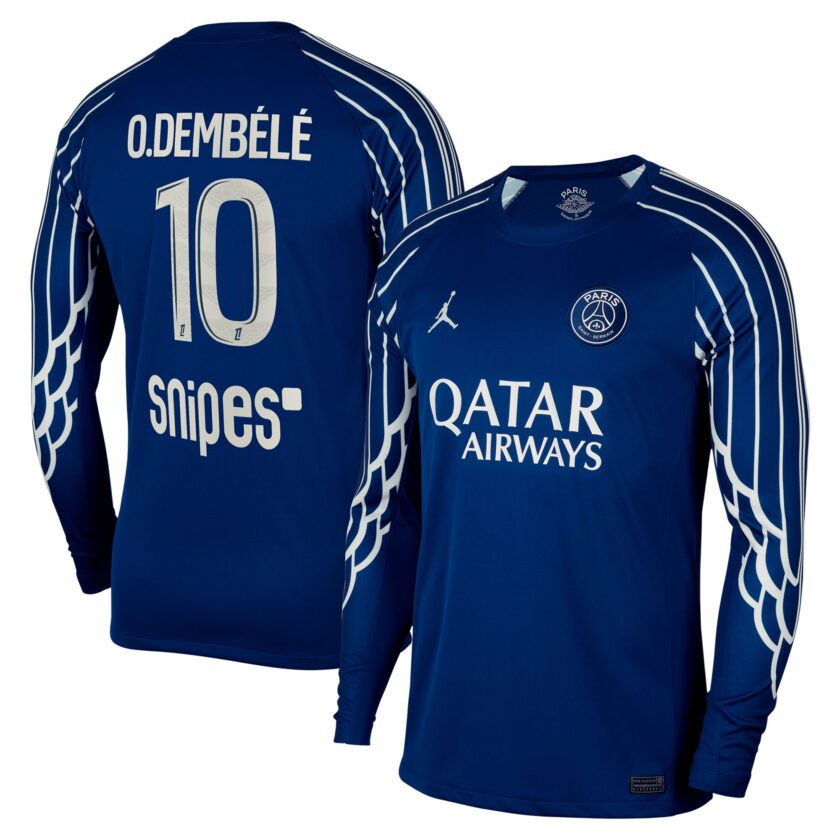 PSG Jordan Fourth Stadium Shirt 2024-25 - Long Sleeve with O.Dembélé 10 printing