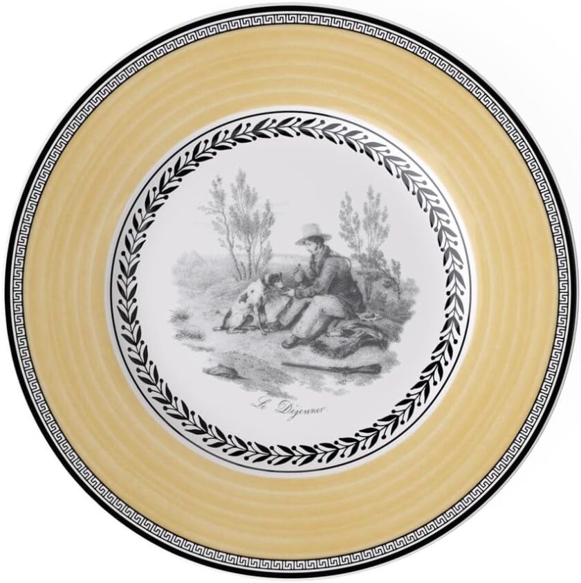 Villeroy & Boch Audun Chasse Salad Plate, 8.5 in, White/Gray/Yellow