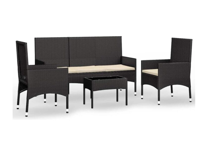 Stiloevo Divani da Giardino 4 pezzi con cuscini in polyrattan nero satinato mf4591404
