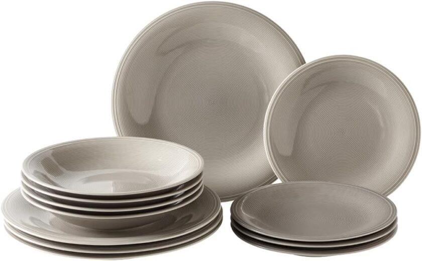 Like by Villeroy & Boch Color Loop Stone Starter 12-Piece Plate Set