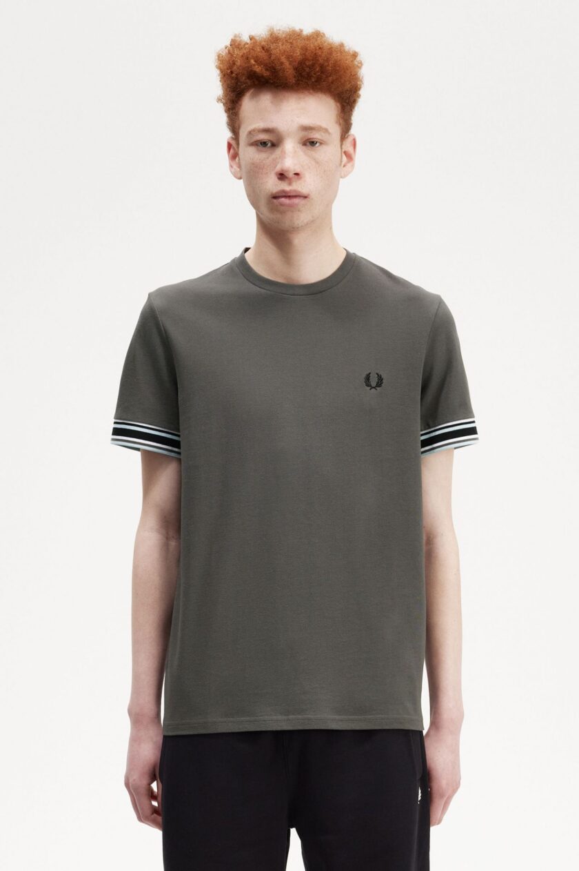 Bold Tipped Piqué T-Shirt Field Green