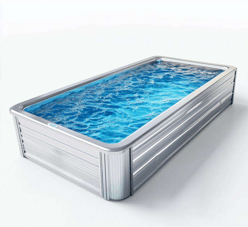 Piscina exterior rectangular de acero galvanizado gris claro para jardín, sobre suelo, 520 x 230 x 120 cm
