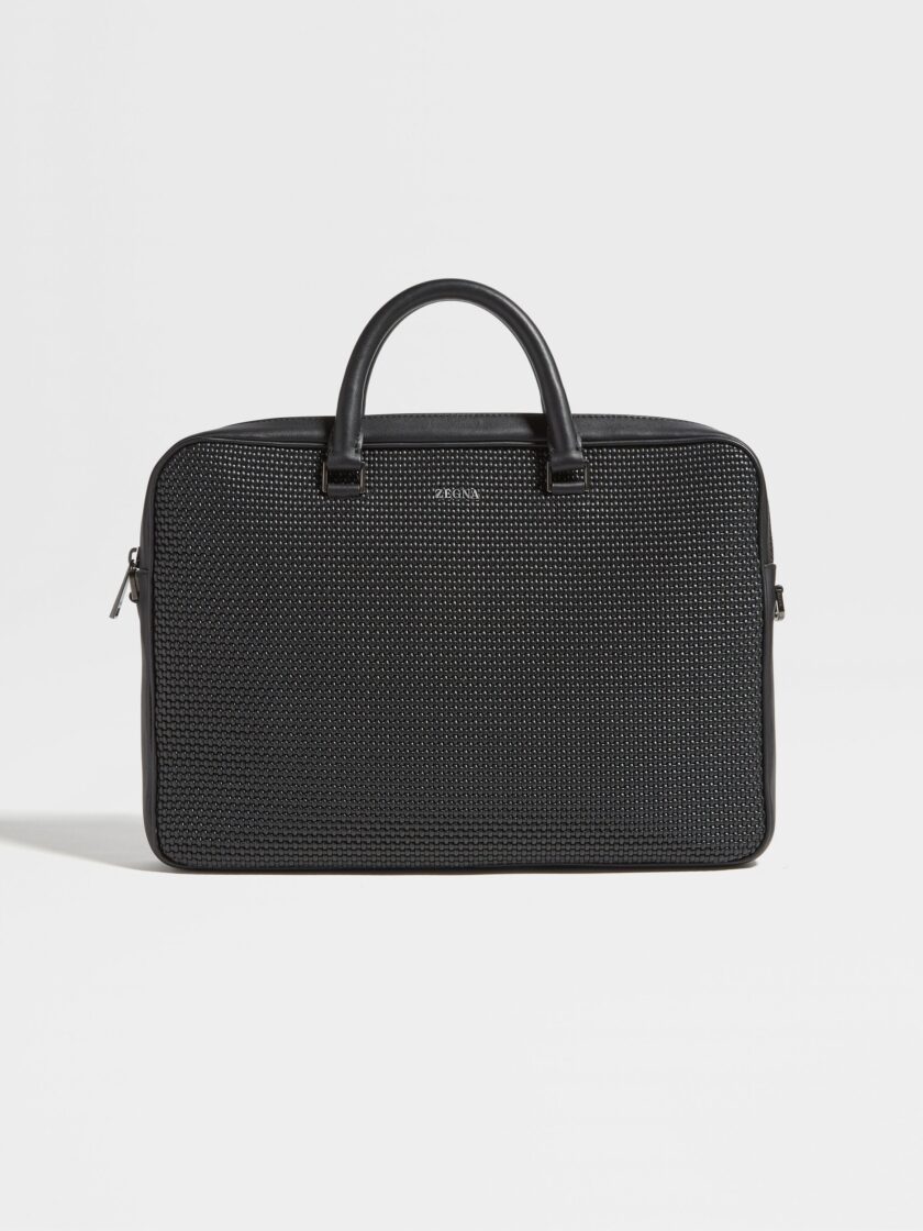 Black PELLETESSUTA™ Leather Edgy Business Bag