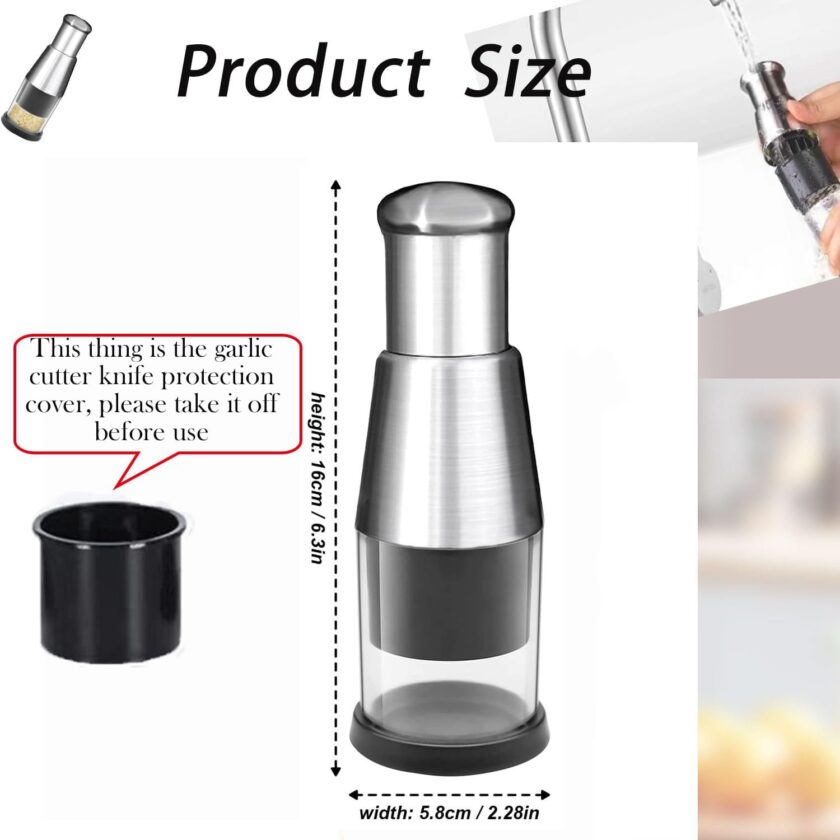 Manual Pressed Chopper, 2025 Upgraded Compact Mini Dicer Food Chopper,Functional Manual, Stainless Steel Hand Food Garlic Press for Mincing Garlic Press With black protective case - Image 2