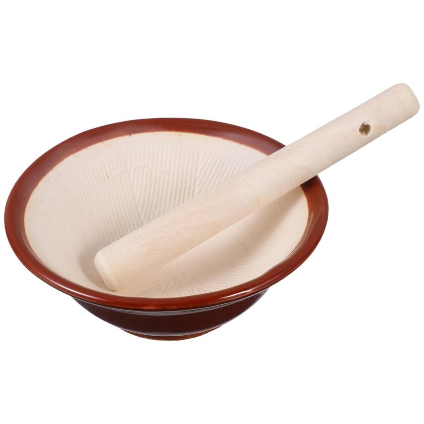 1pc Crushing Retro Tool Wooden Ceramic Supplies Ginger Crush Ginger, Use Vintage Onion, Pestle Seasonings Garlic Mill Kitchenware Kitchen