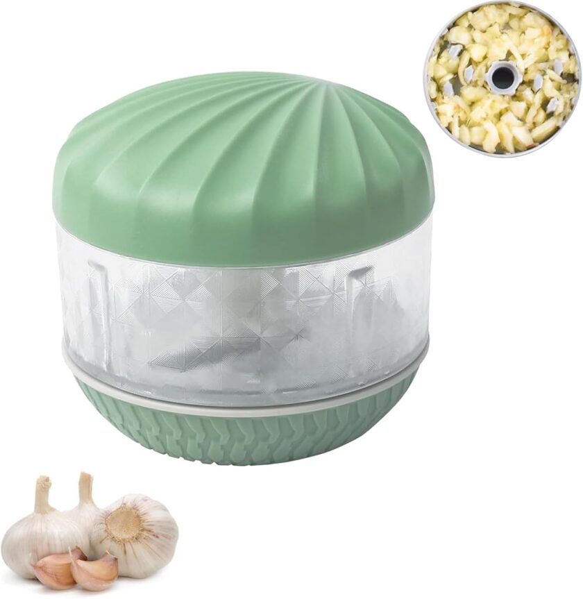Garlic Chopper,Masher Onion Chopper,Manual Garlic Muddler，Blender to Vegetable,Mini Manual Hand Food Chopper for Kitchen