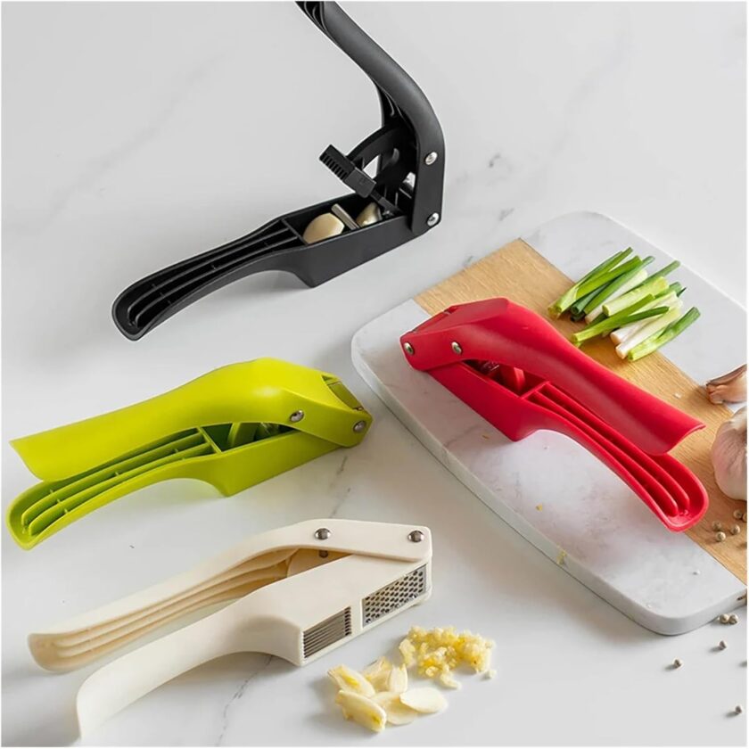 Stainless Steel Manual Garlic Press Handle Garlic Slicer Household Garlic Masher Garlic Puree Press  (Red) - Image 2