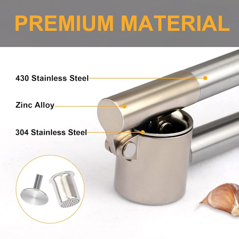 Garlic Press, 304 Stainless Steel Garlic Mincer & Crusher, Heavy Duty, Easy Squeeze, Rust Proof, Easy Clean - Image 2