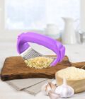 2024 Upgrade Stainless Steel Garlic Presser, Handle Gar, Portable Manual Garlic Press, Household Creative Upgraded Garlic Press Rocker for Garlic, Carrot (Pueple) - Image 2