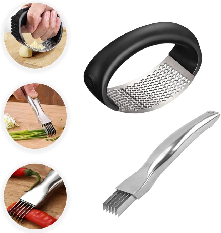 Small Manual Garlic Press Stainless Steel Portable Circular Gar Rocker For Kids And Adult