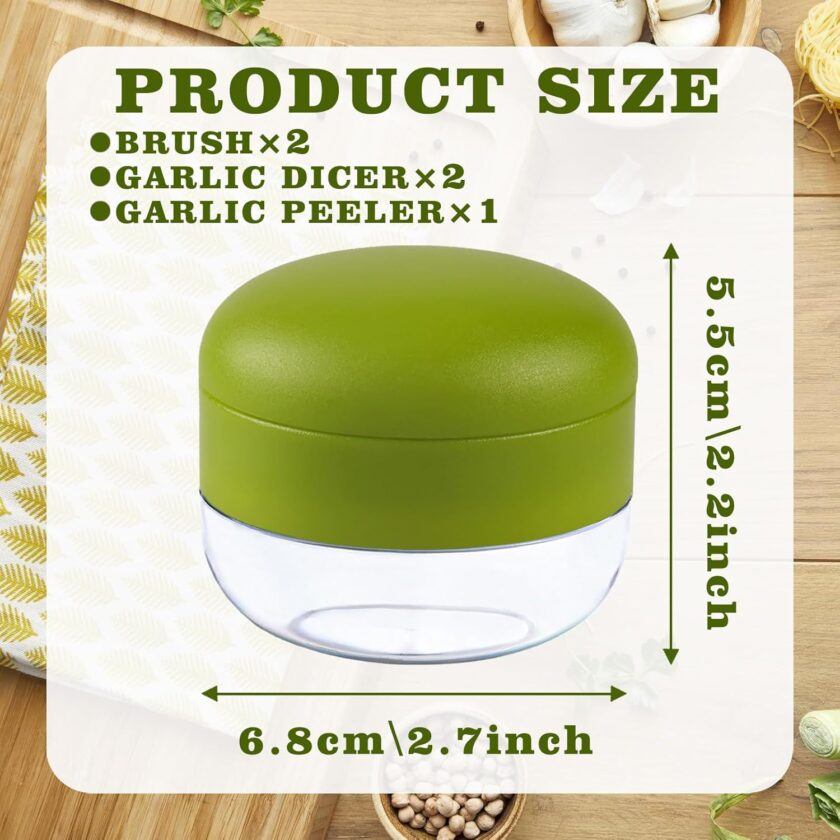 2 Pcs Garlic Press Stainless Steel, Garlic Mincer Crusher with Peeler and Cleaning Brush, Gar Mini  Tool - Image 2