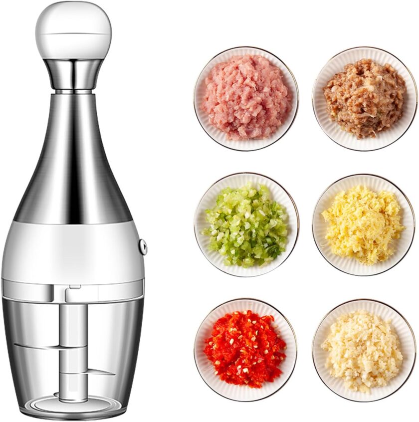 Mini Multi-Functional Stainless Steel Deluxe Cutter Garlic - Easy to Clean, for Chopping Garlic, Onions, Potatoes, Peppers (1) (1)