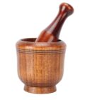Wood Mortar and Pestle Set, Wooden Grinder Manual Press for Garlic, Ginger, Herbs, and Spices, Essential Kitchen Tool