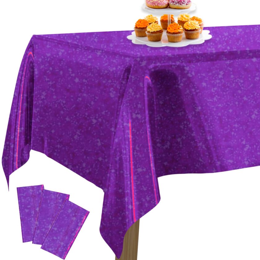 Iridescent Purple Foil Tablecloth Set