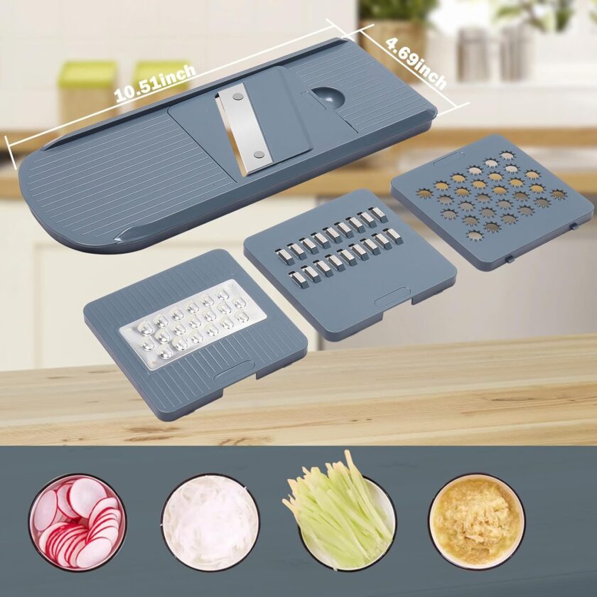 Vegetable Chopper - Food Chopper - Onion Chopper - Vegetable Slicer,Veggie Chopper with Container, Accessories(Grey,6 Blade) - Image 2