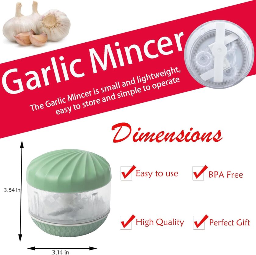Garlic Chopper,Masher Onion Chopper,Manual Garlic Muddler，Blender to Vegetable,Mini Manual Hand Food Chopper for Kitchen - Image 2