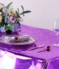Iridescent Purple Foil Tablecloth Set - Image 4