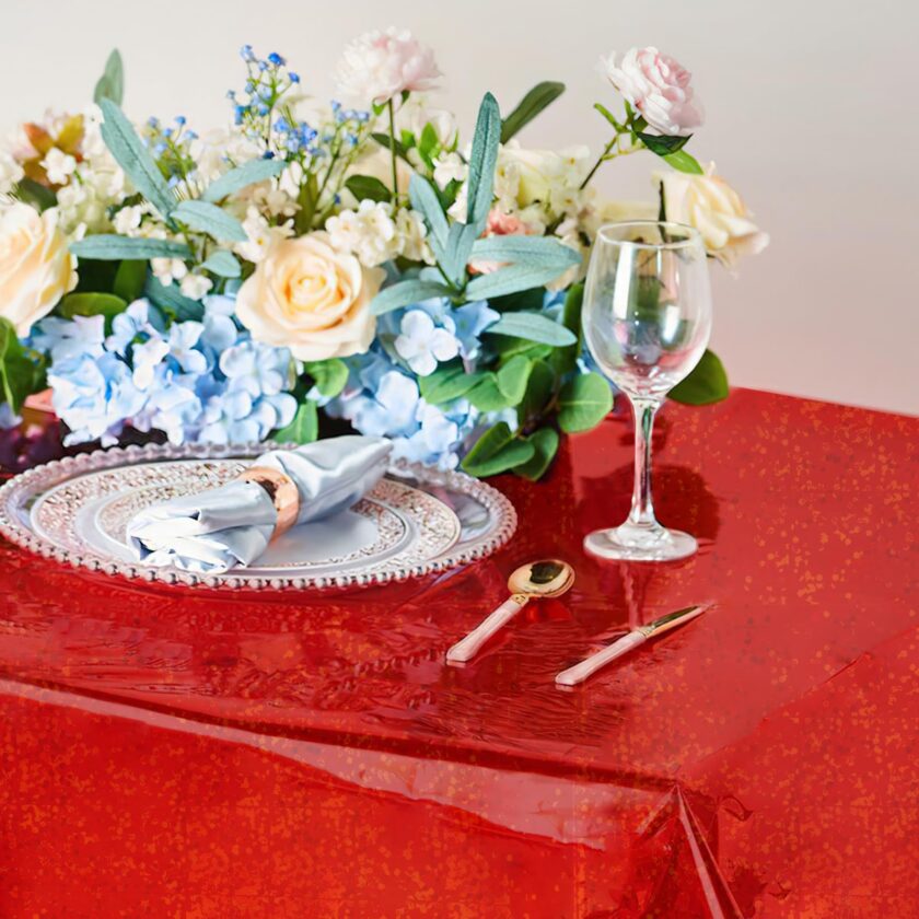 Red Iridescent Foil Tablecloth Set - Image 2