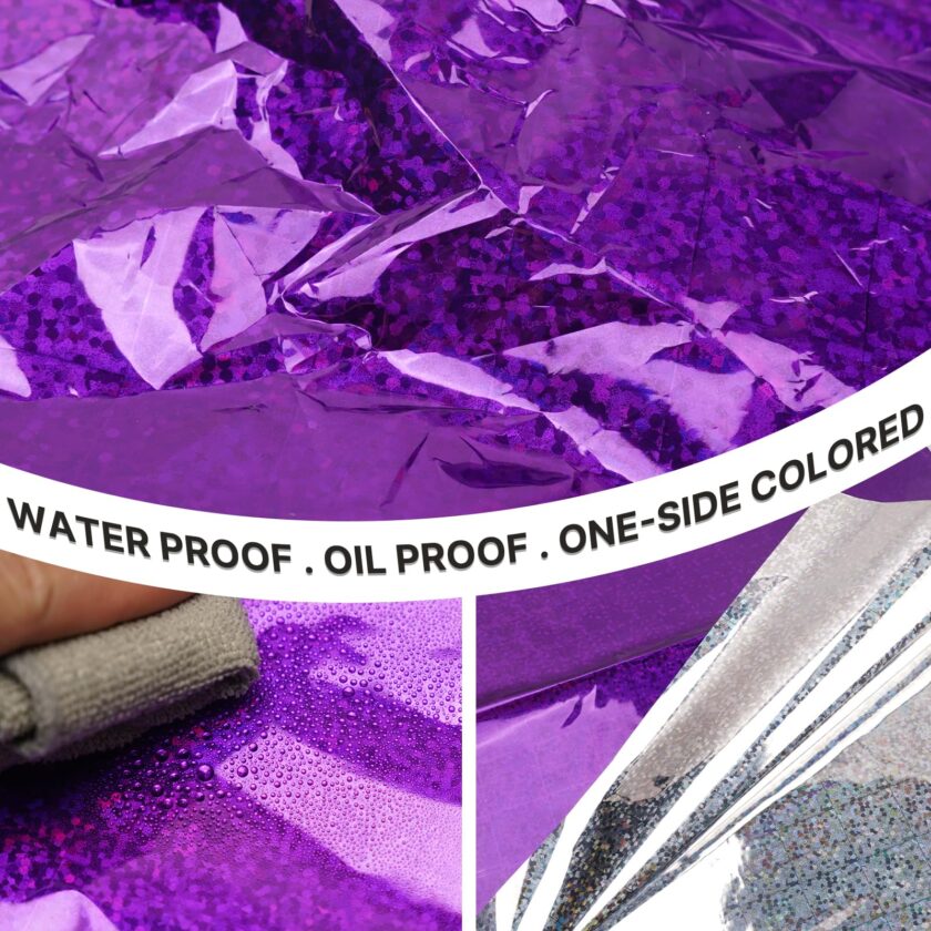 Iridescent Purple Foil Tablecloth Set - Image 5