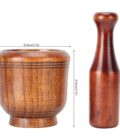 Wood Mortar and Pestle Set, Wooden Grinder Manual Press for Garlic, Ginger, Herbs, and Spices, Essential Kitchen Tool - Image 2