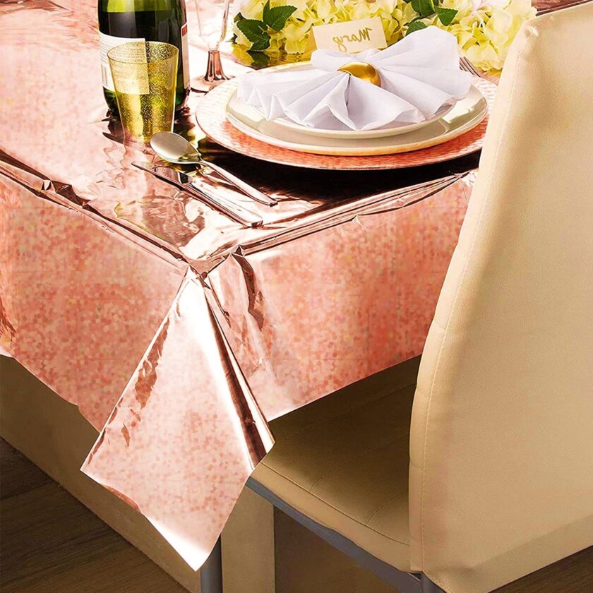 metallic iridescent foil tablecloth set - Image 5