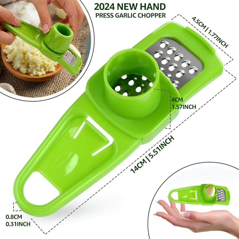 -Garlic Grinder-Hand Garlic Grinder-Small Hand Grinder for Garlic-Garlic Slicer-Garlic Mincer-2025 New Hand Press Gar-Garlic Press Hand Specialty Tools (Green) - Image 2