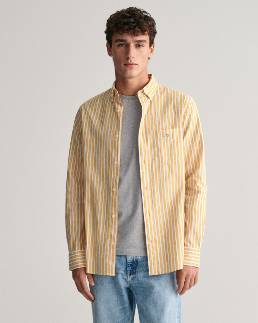 Regular Fit Striped Cotton Linen Shirt