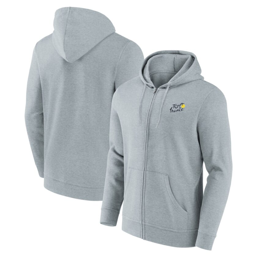 Sweat à capuche entièrement zippé avec logo principal du Tour de France - Gris sport