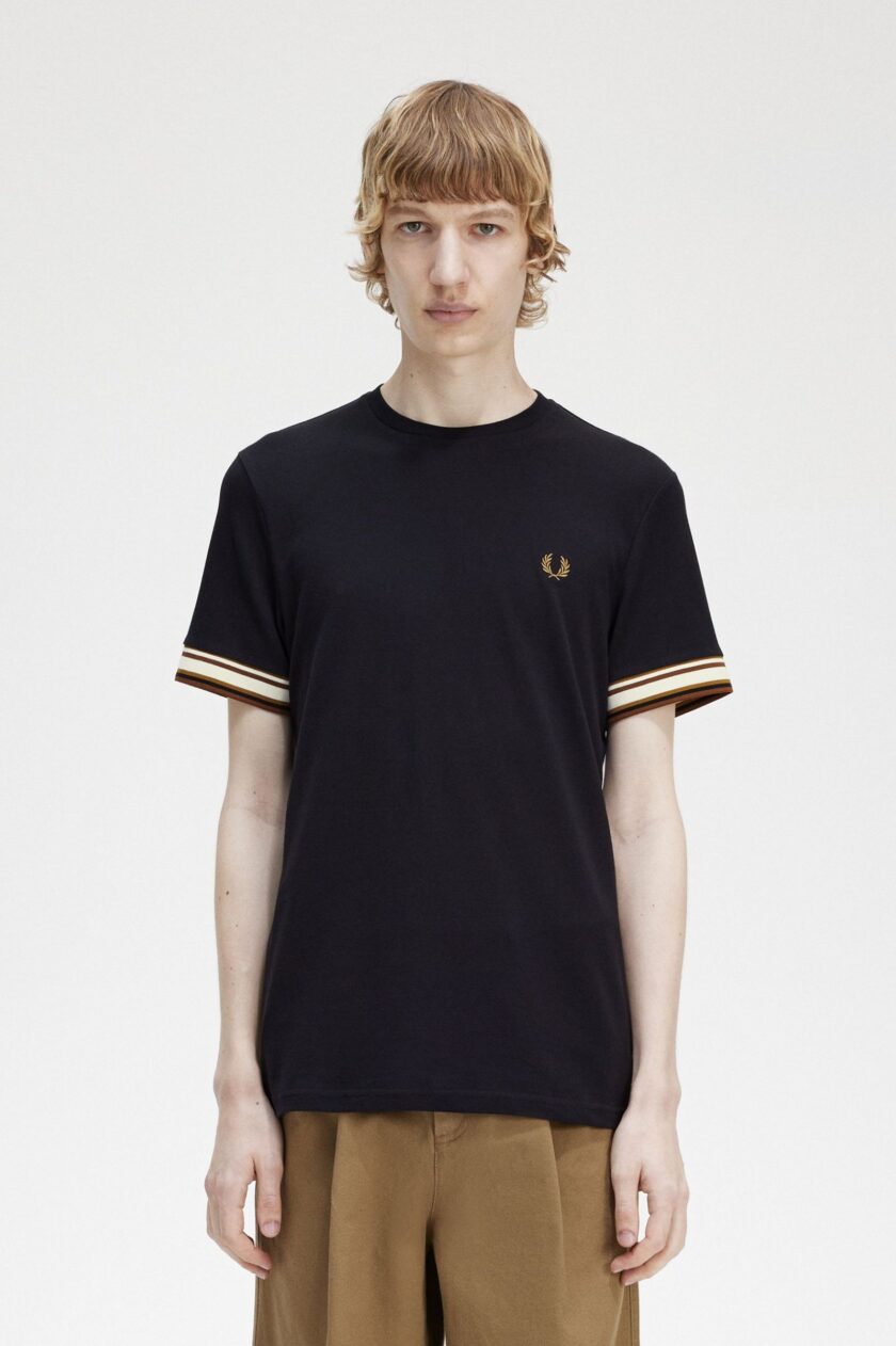 Bold Tipped Piqué T-Shirt Black