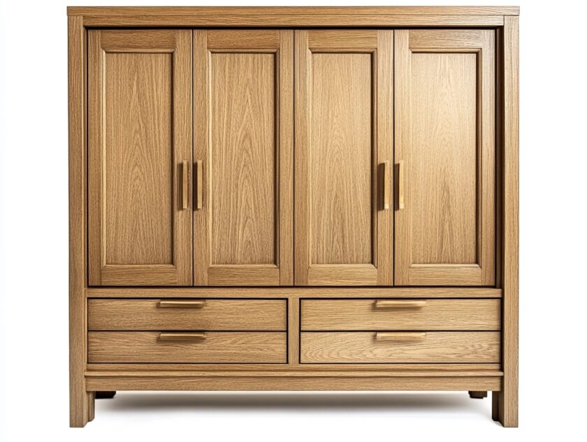 Armario de madera roble claro con puertas y cajones organizador de dormitorio estilo moderno 180x160x55 cm GZ9274855