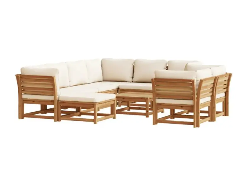 Viviarredo Salotto da Giardino 10 pz con Cuscini Legno Massello Viviarredo zr5998394