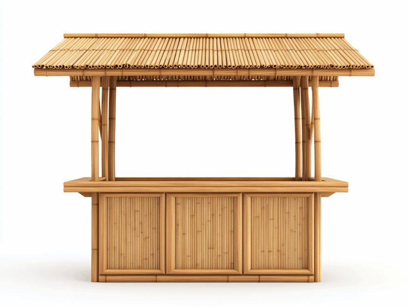 Kiosque de jardin en bambou naturel style exotique pour extérieur 200x80x210 cm parfait pour bar ou stand de présentation
