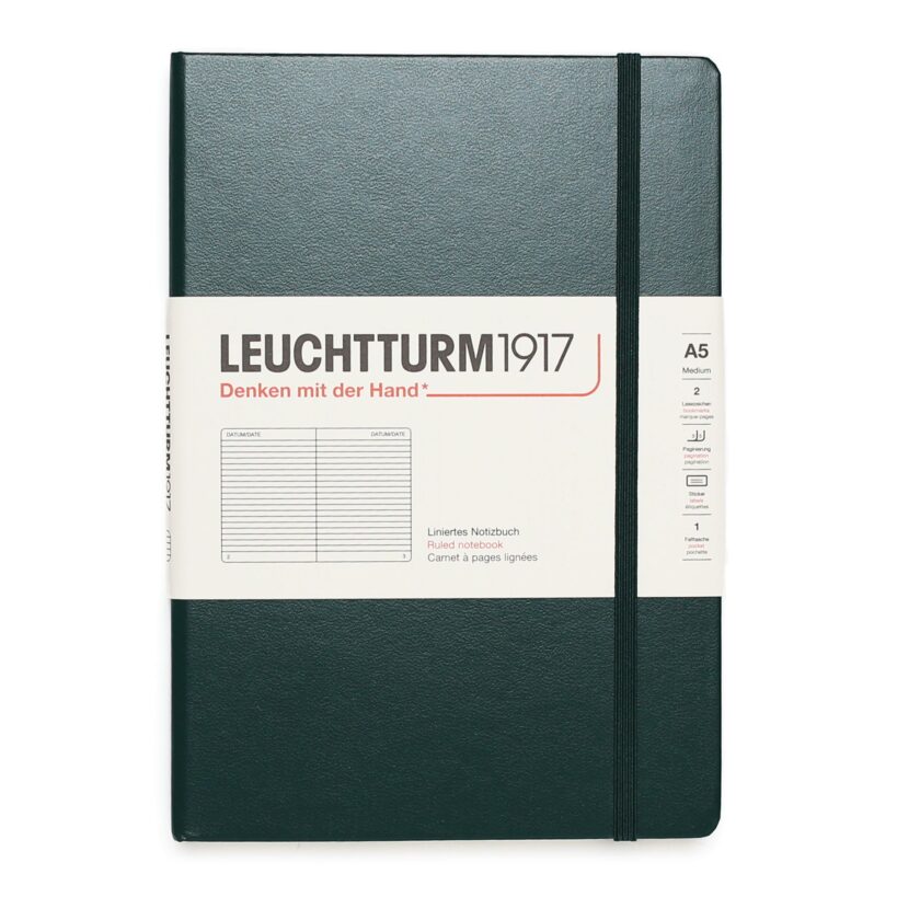 forest green hardcover A5 medium notebook