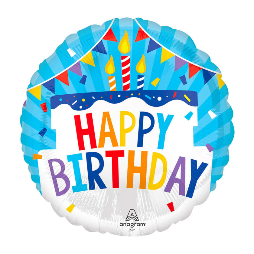 Birthday Balloon 18 Foil Mylar Blue Candles