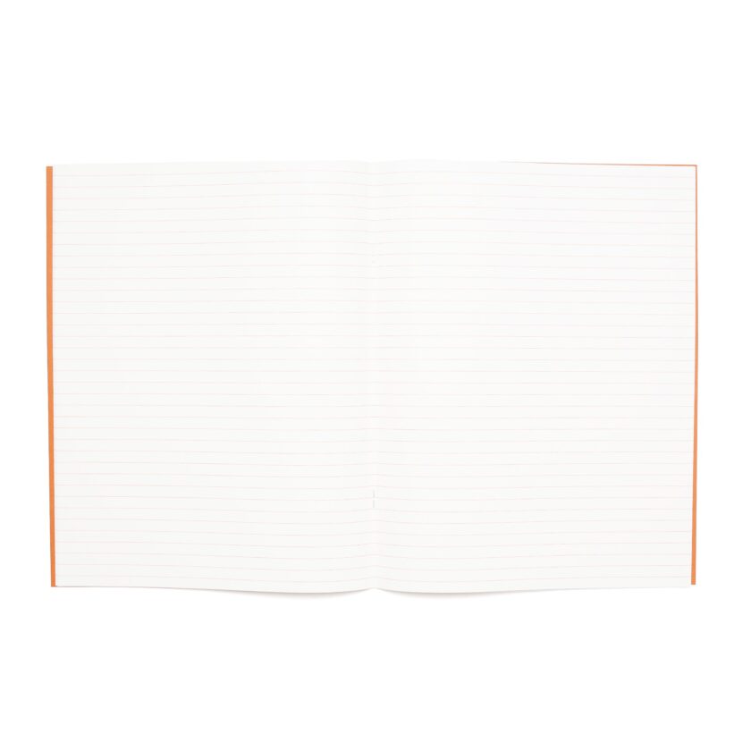 large orange lined notebook