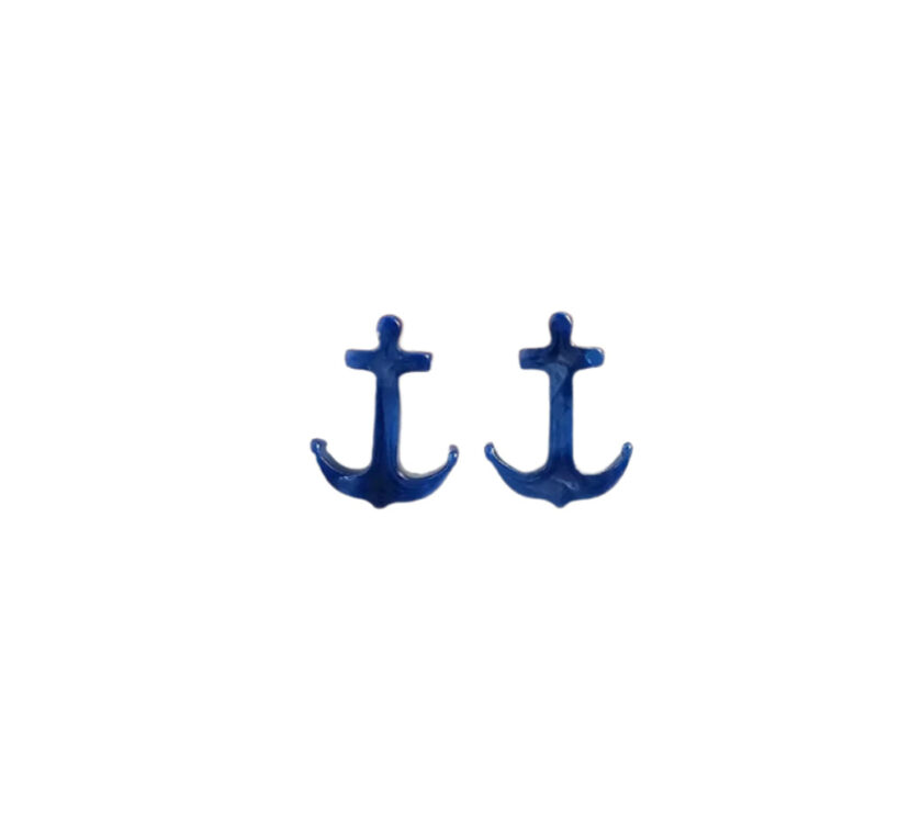 navy anchor stud earrings