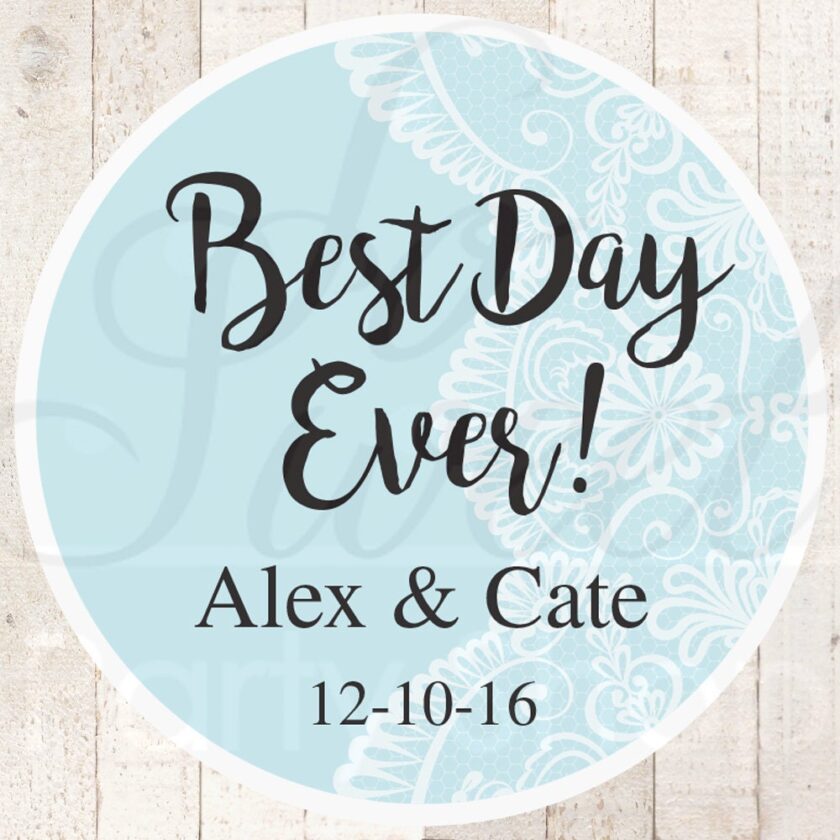 Wedding Favor Stickers Blue Set of 24