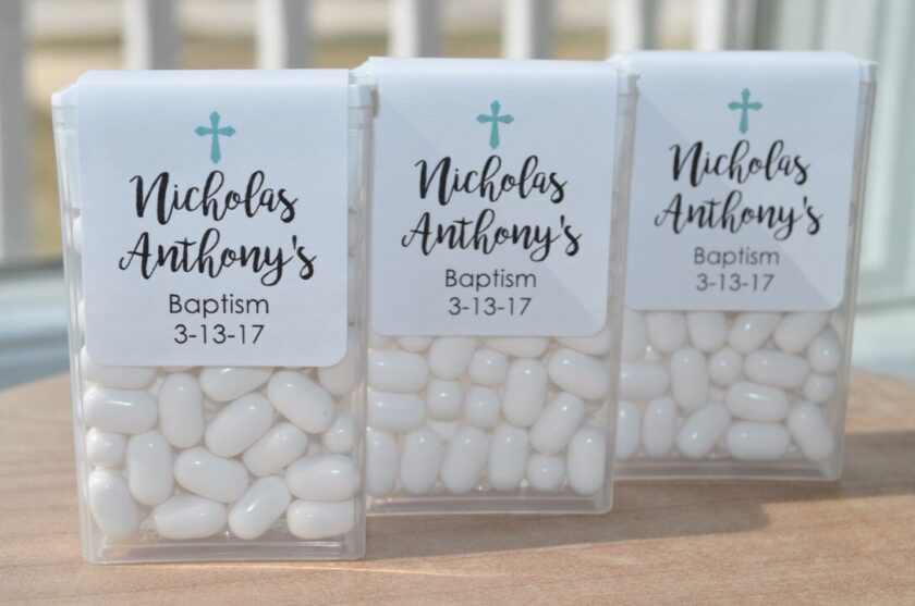 Baptism Party Favors Mint Labels Set of 24 - Image 4