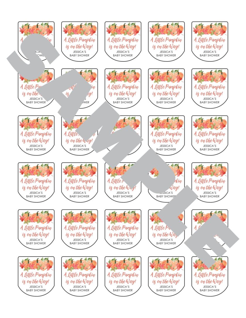 fall-themed baby shower sanitizer labels set of 30