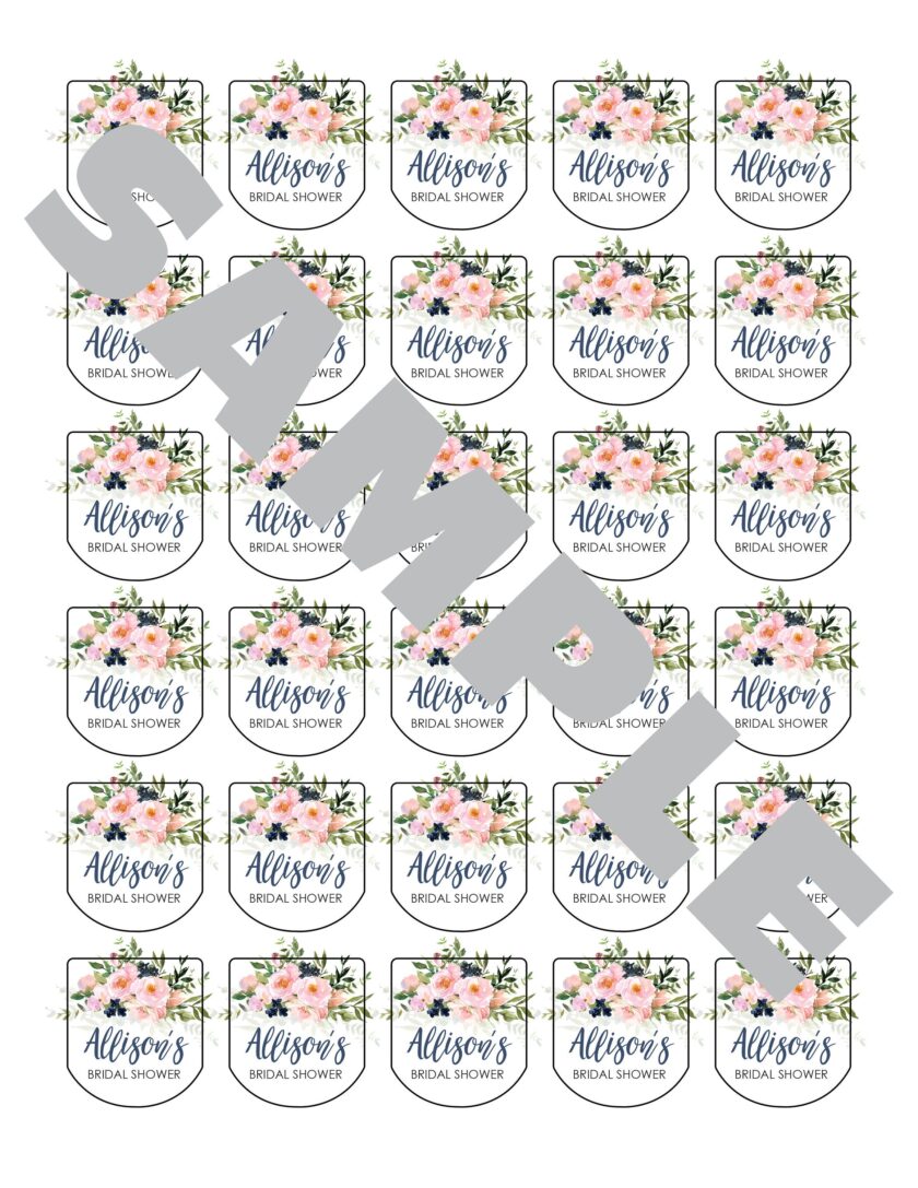 wedding favor hand sanitizer labels floral set of 30 - Image 2