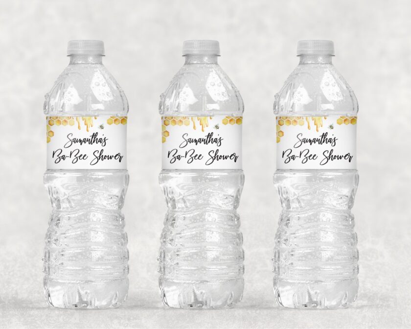 Baby Shower Water Bottle Labels - Honeycomb Design