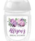 purple floral design hand sanitizer labels set of 30