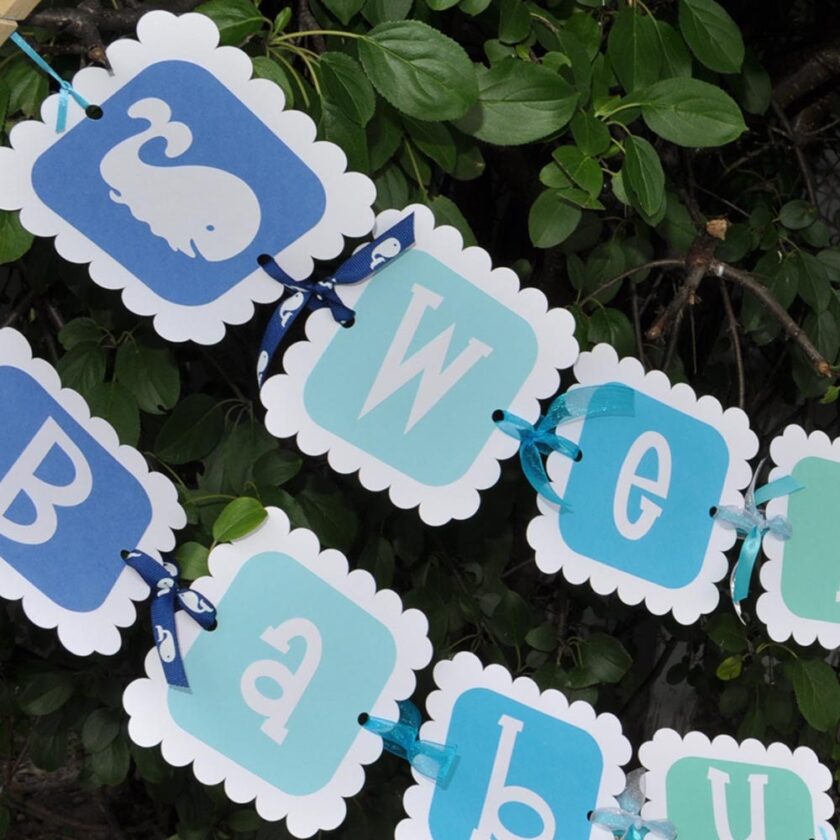 Baby Shower Whale Theme Sticker Labels - Image 2