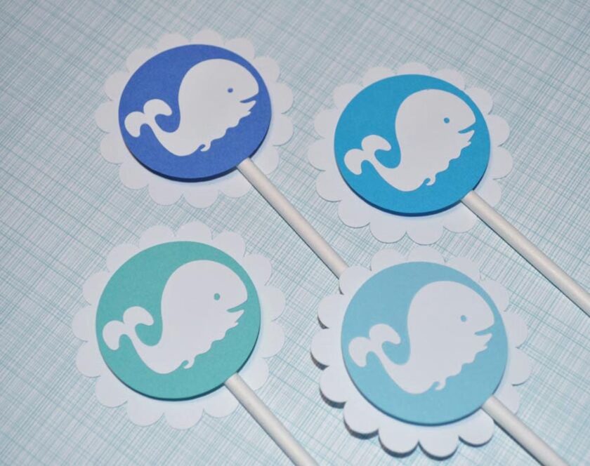 Baby Shower Whale Theme Sticker Labels - Image 3