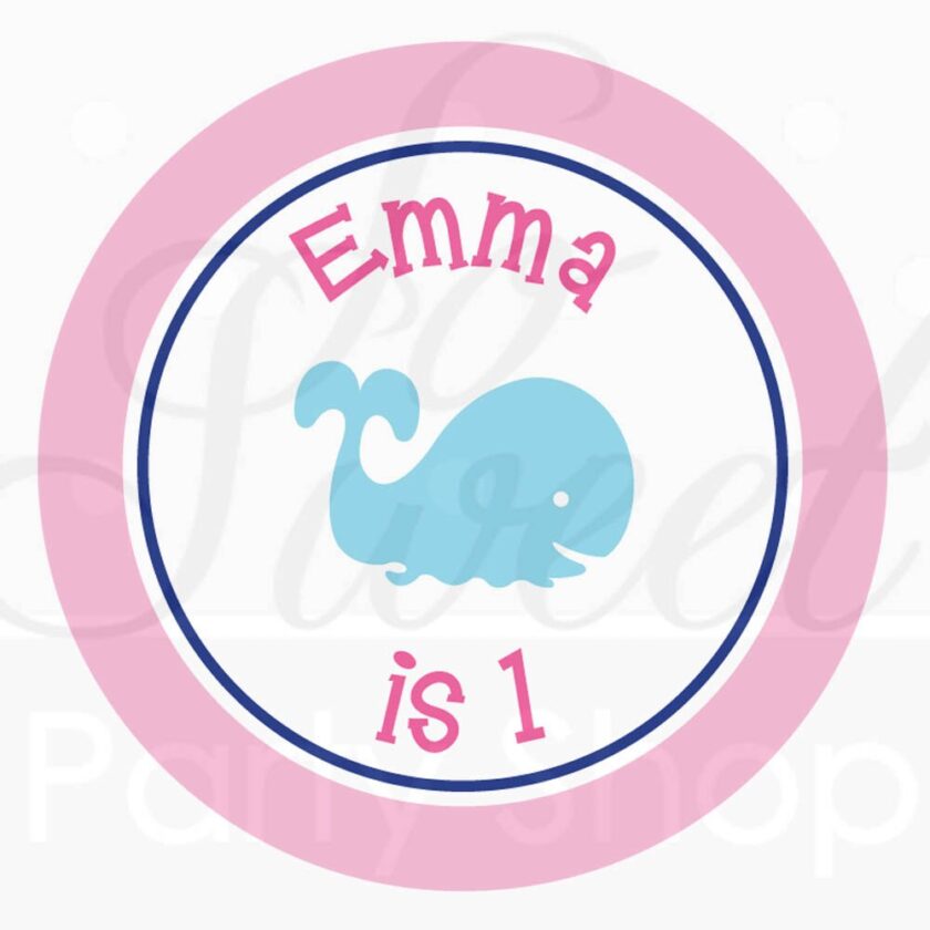 whale themed first birthday stickers set of 24