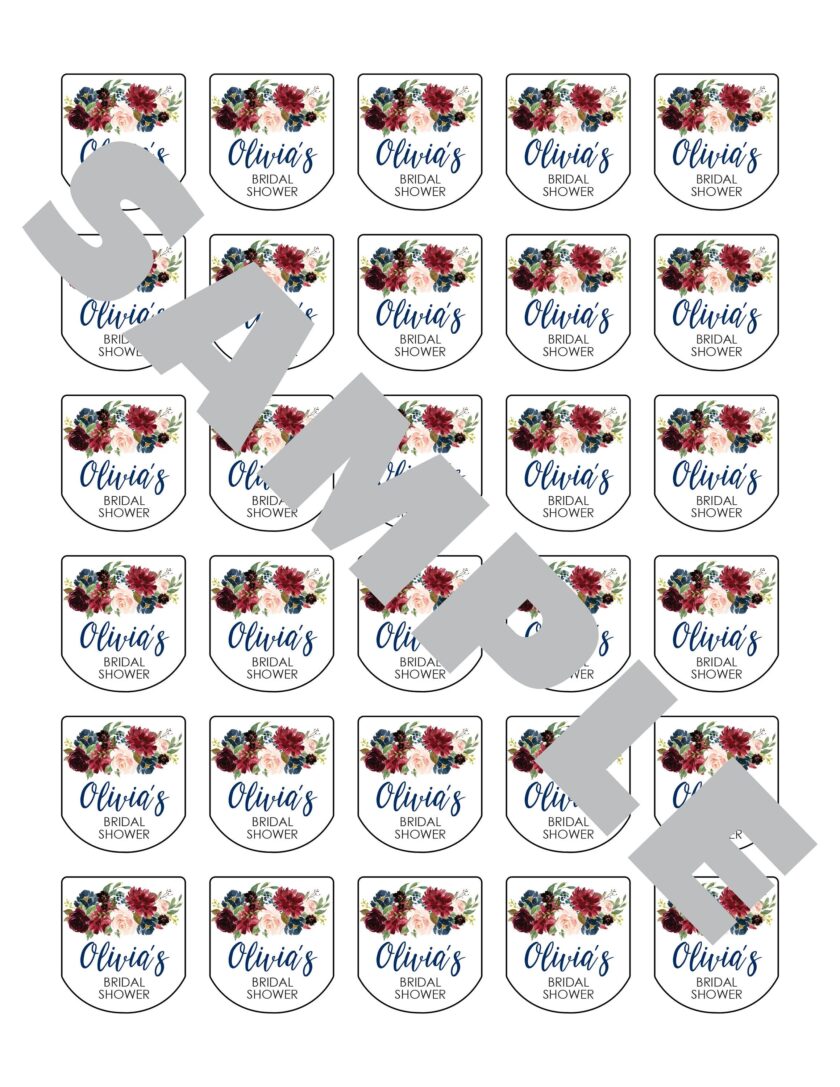 wedding favor hand sanitizer labels floral design set of 30 - Image 2