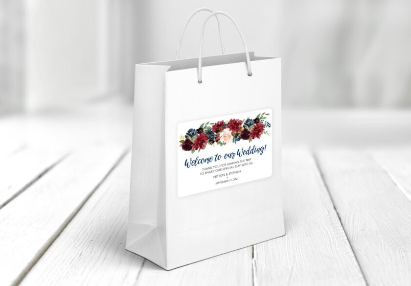 welcome bag box stickers floral set of 12