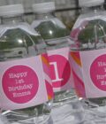 Personalized Drink Labels Pink and Orange Stripe Set of 10 - Image 3