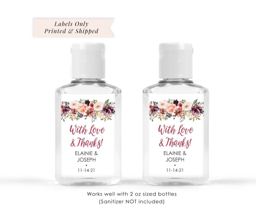 Floral Wedding Favor Sanitizer Labels Set of 20